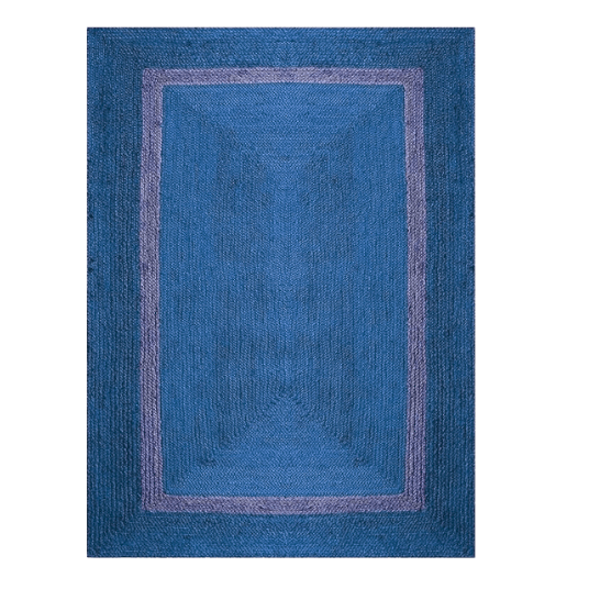 Blue and Gray Braided Area Jute Rug - MAIA HOMES