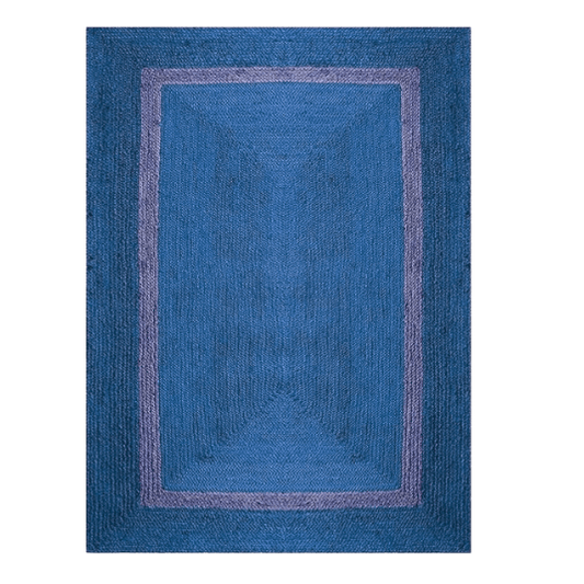 Blue and Gray Braided Area Jute Rug - MAIA HOMES