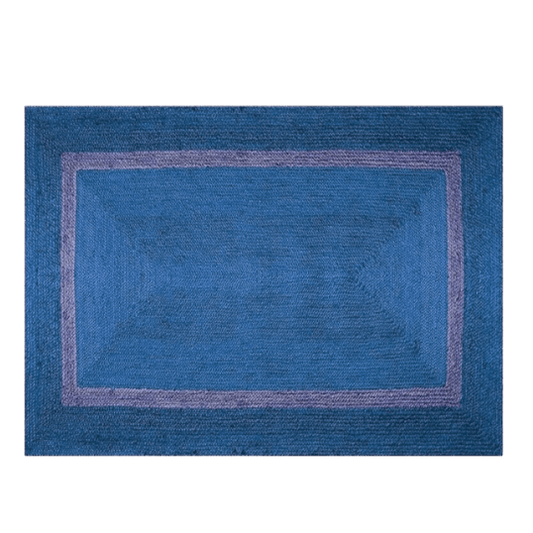 Blue and Gray Braided Area Jute Rug - MAIA HOMES