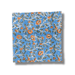 Blue and Orange Floral Block Printed Cotton Napkins