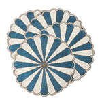 Blue and White Beaded Scallop Round Placemats