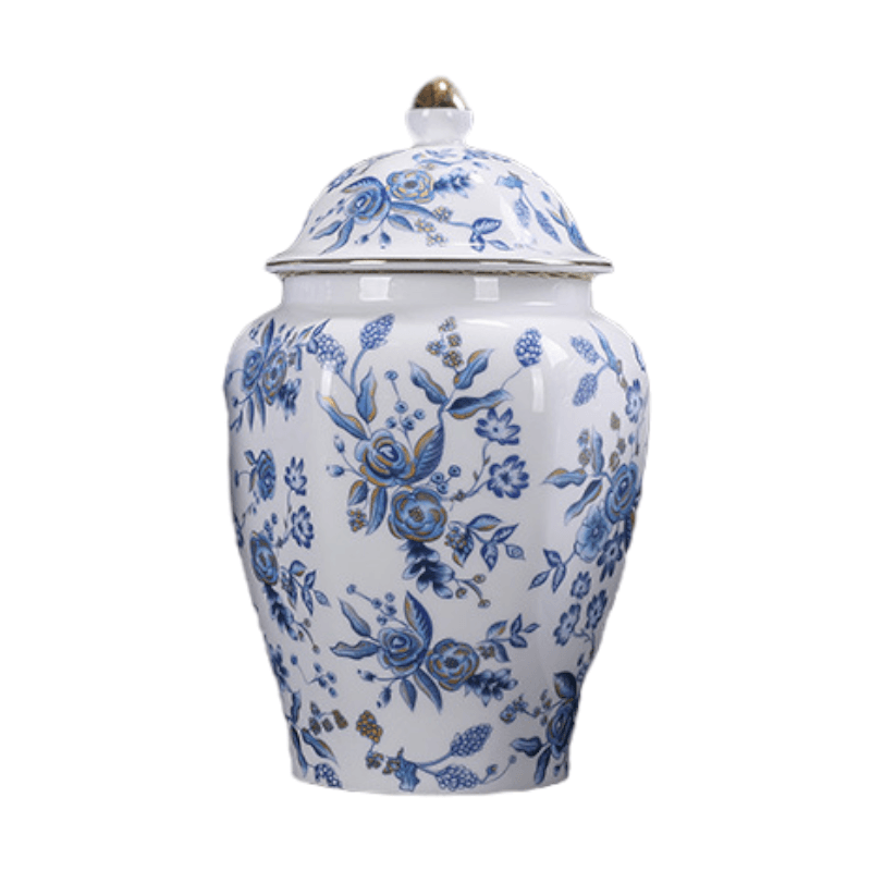 Blue and White Chinoiserie Classic Ginger Jar Blue Rose