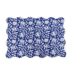 Blue and White Floral Scalloped Cotton Placemats