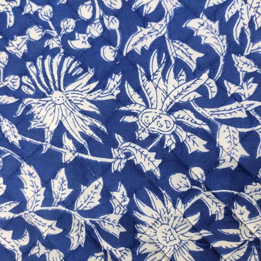 Blue and White Floral Scalloped Cotton Placemats - MAIA HOMES