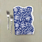 Blue and White Floral Scalloped Cotton Placemats