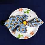 Blue and Yellow Floral Hand Block Printed Cotton Napkins