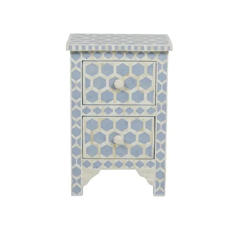 Blue Bee Pattern 2 Drawer Nightstand