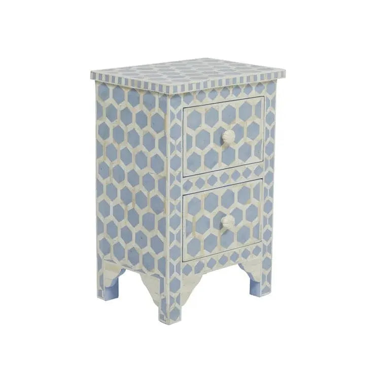 Blue Bee Pattern 2 Drawer Nightstand