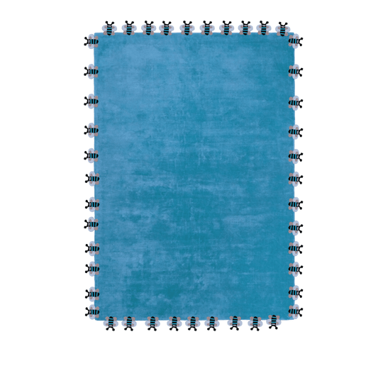 Blue Bees Love Hand Tufted Wool Rug - MAIA HOMES