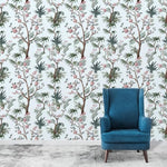 Blue Botanicals and Birds and Chinoiserie Wallpaper