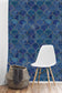 Blue Fish Scale WavesArt Deco Geometric Wallpaper