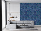 Blue Fish Scale WavesArt Deco Geometric Wallpaper