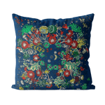 Blue Floral Printed Throw Pillow Cover