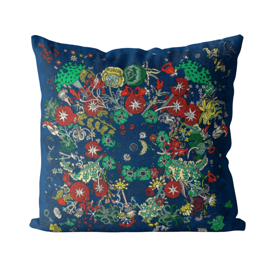 Blue Floral Printed Throw Pillow Cover