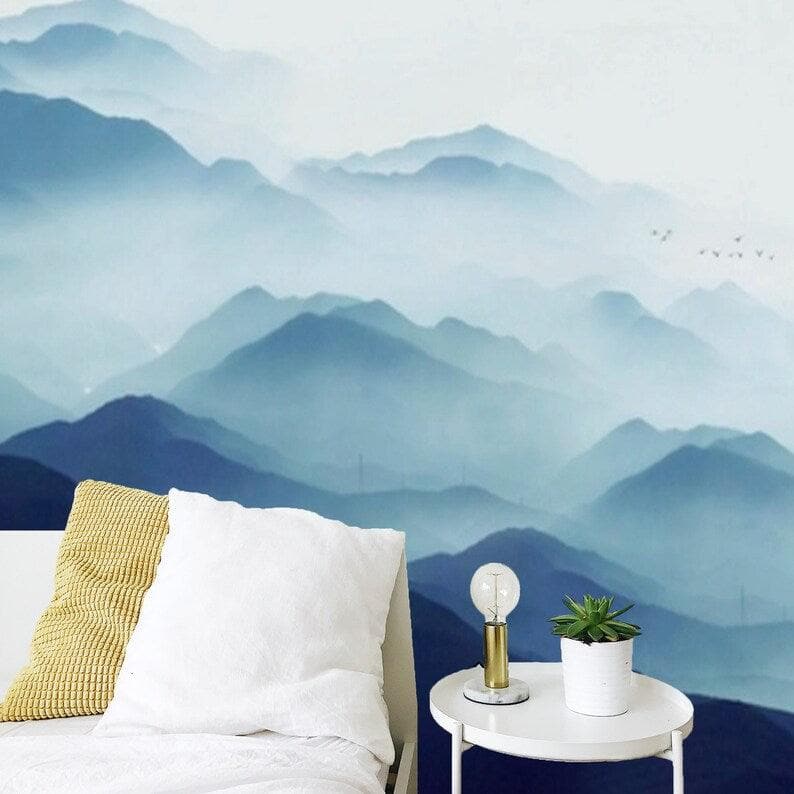 Blue Foggy Mountains Wall Mural