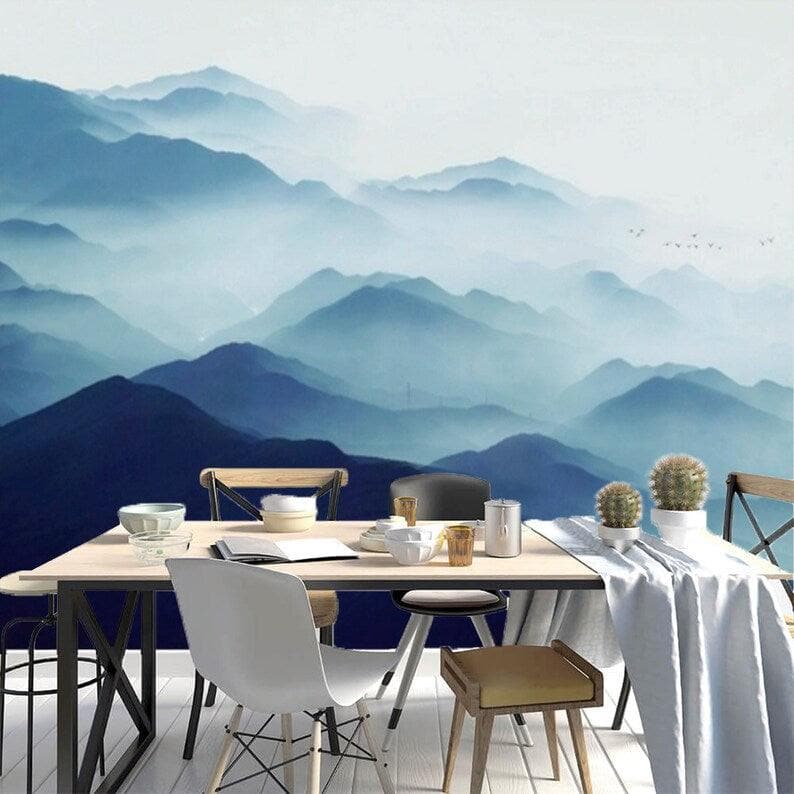 Blue Foggy Mountains Wall Mural