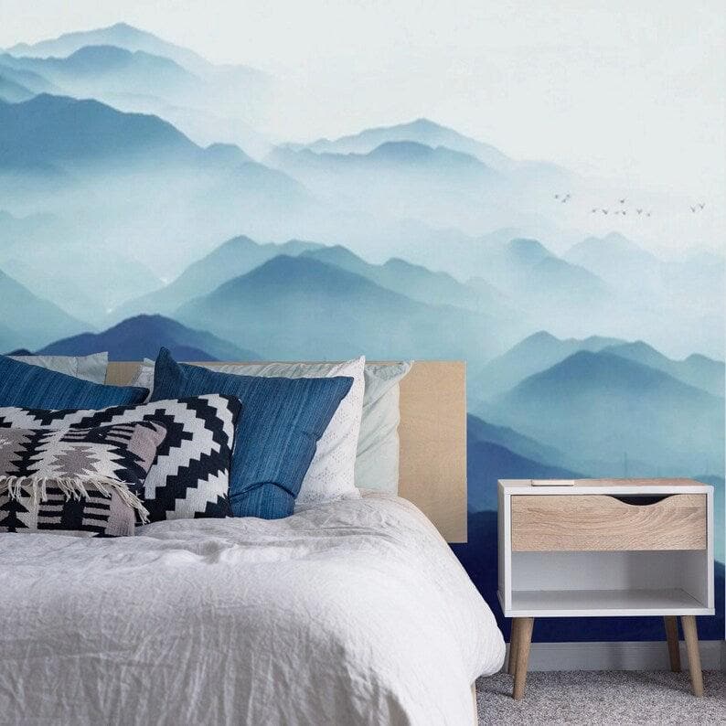 Blue Foggy Mountains Wall Mural