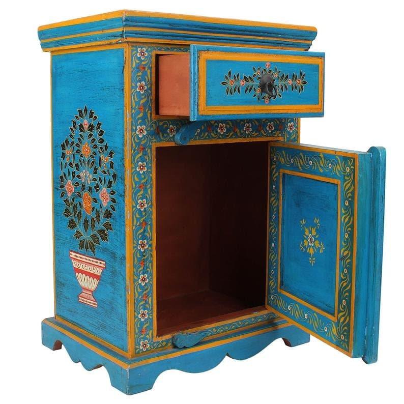 Blue Garden Hand Painted Nightstand Side table - MAIA HOMES