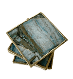 Blue-Green Composite Agate Coasters - Set of 4