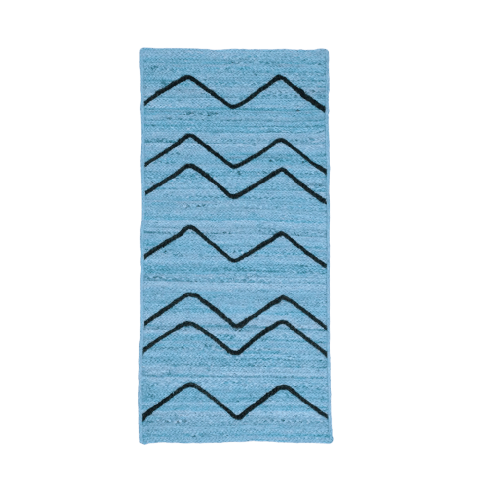 Blue Hilly Natural Jute Rug - MAIA HOMES