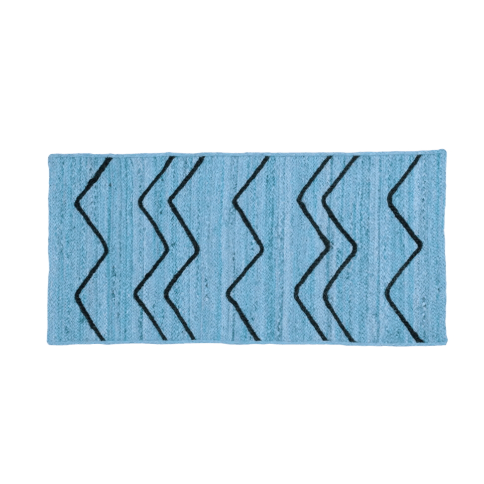 Blue Hilly Natural Jute Rug