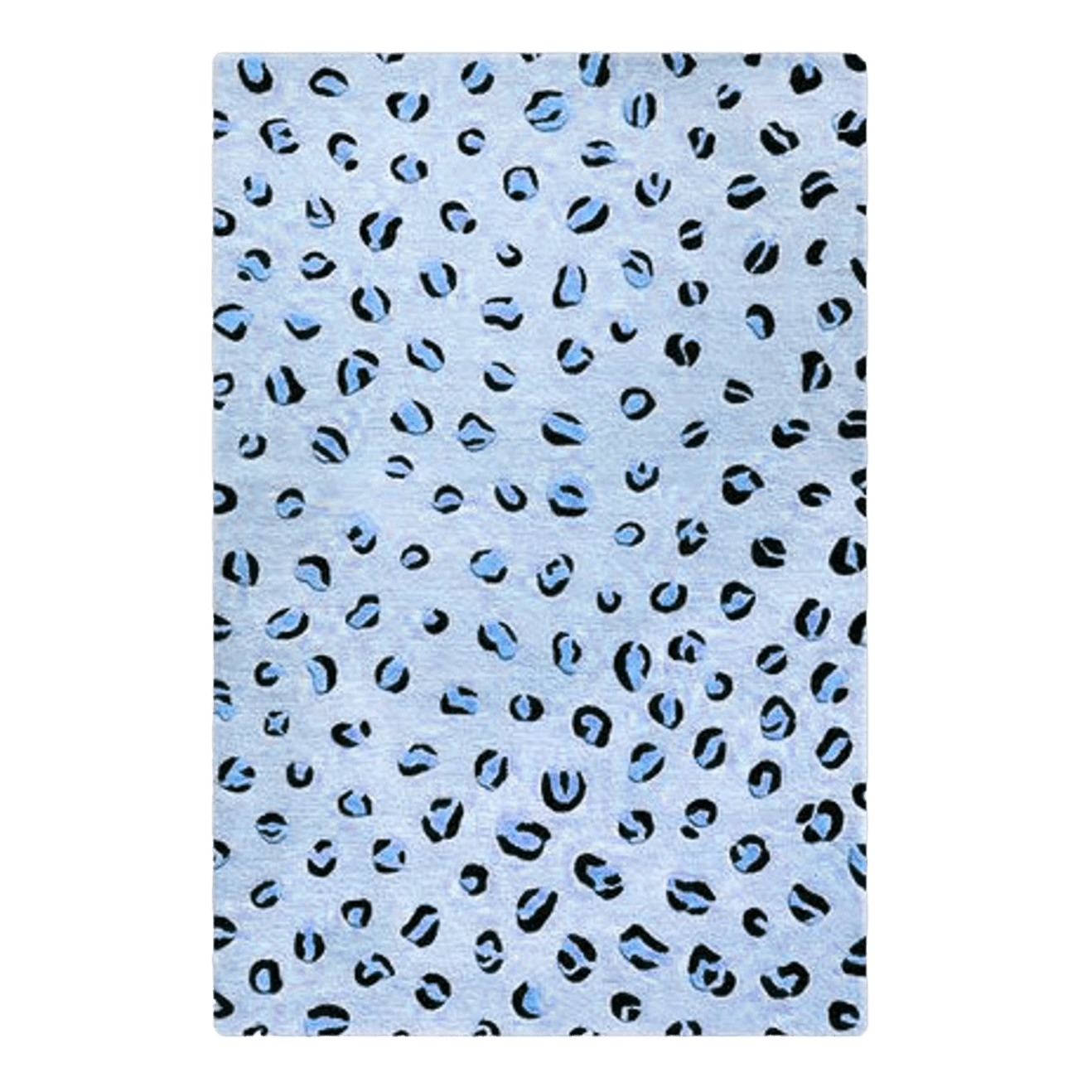 Blue Leopard Print Hand Tufted Wool Rug