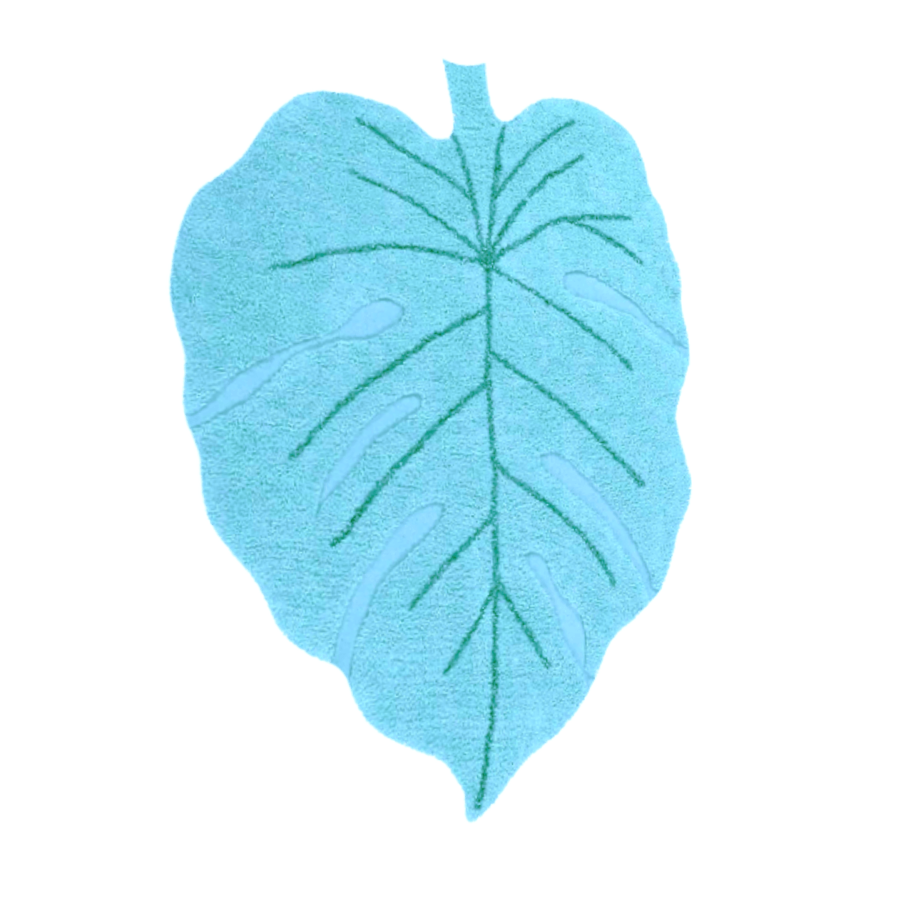 Blue Monster Leaf Cotton Bath Rug - MAIA HOMES