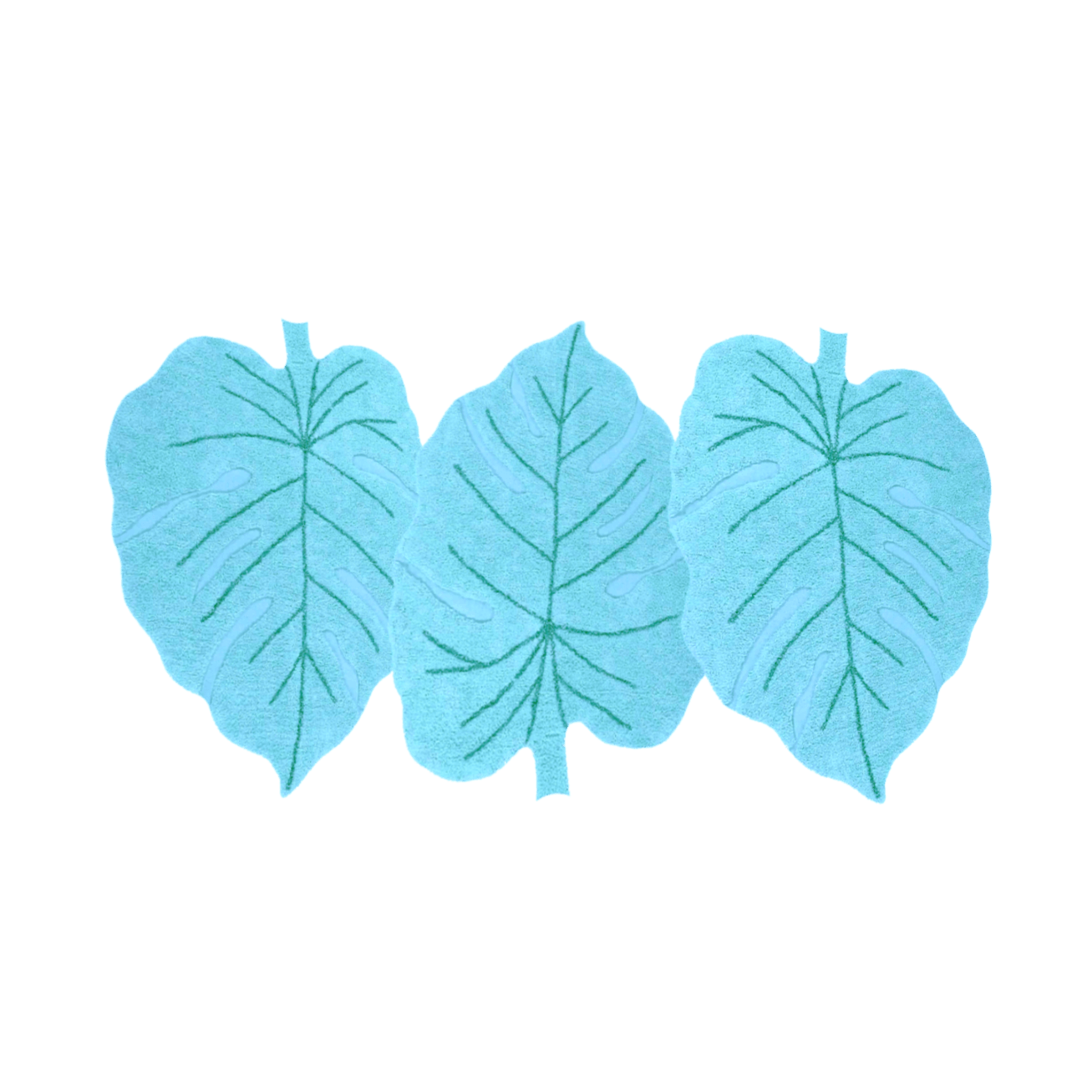Blue Monster Leaf Cotton Bath Runner Rug - MAIA HOMES