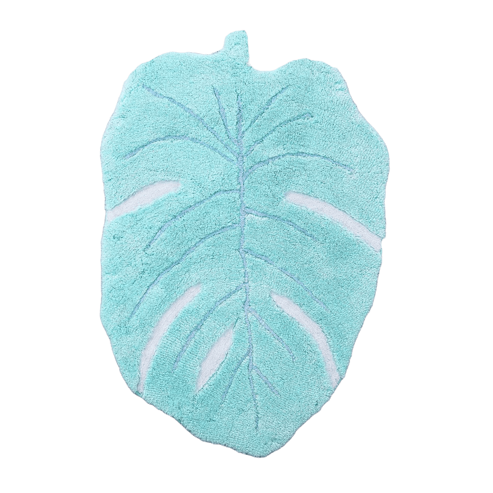 Blue Monster Leaf Shape Cotton Bath Rug