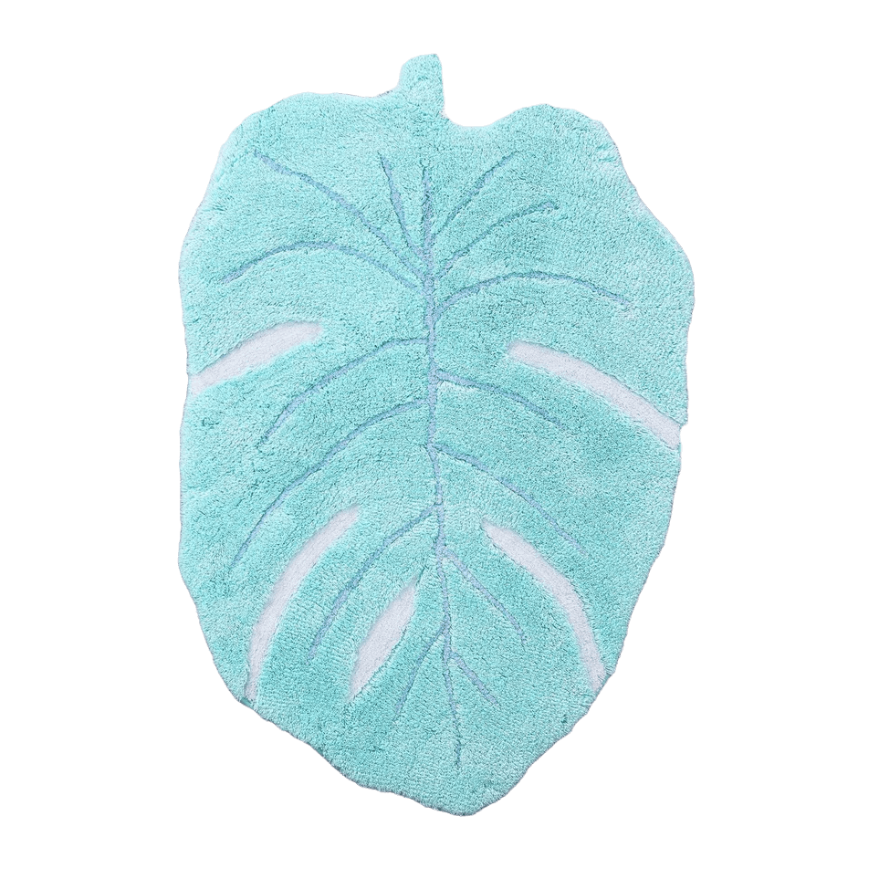 Blue Monster Leaf Shape Cotton Bath Rug - MAIA HOMES