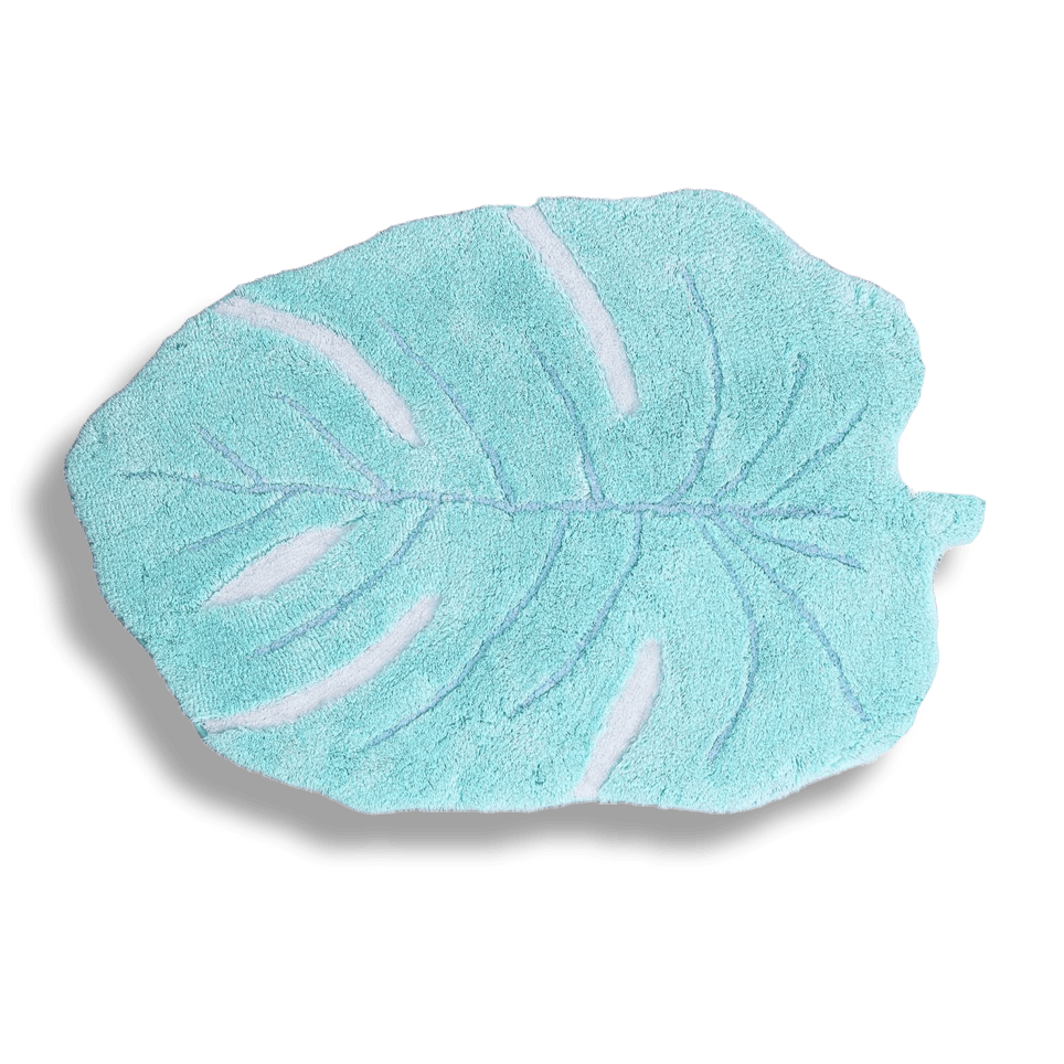 Blue Monster Leaf Shape Cotton Bath Rug