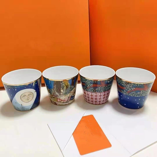 Blue Moon Nights Bone China Tea Cups - Set of 4 - MAIA HOMES