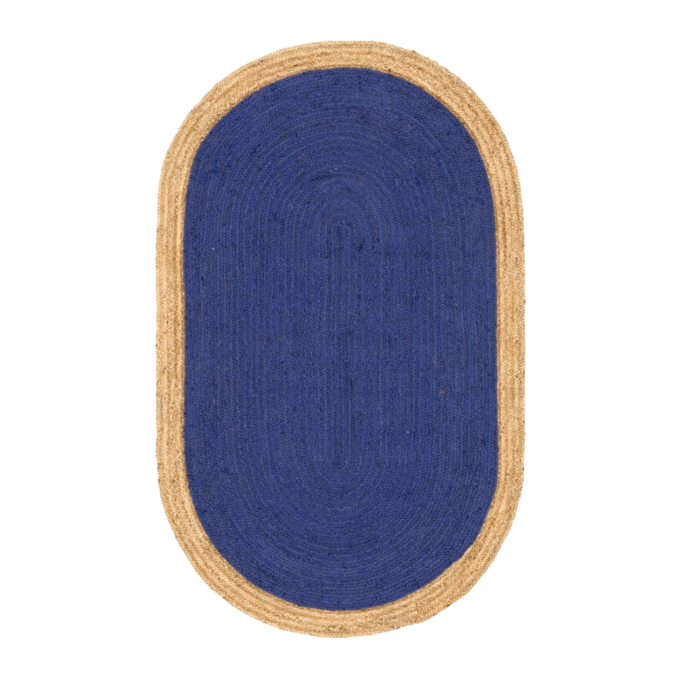 Blue Oval Jute Rug - MAIA HOMES