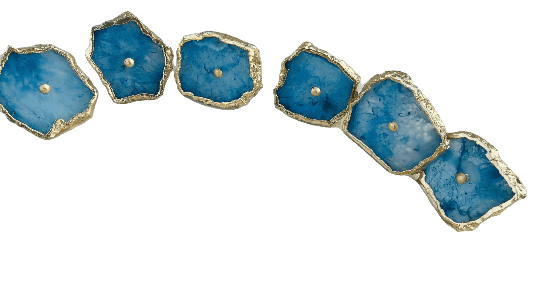 Blue Quartz Cabinet Door Pull Handle - Set of 6