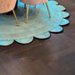 Blue Scalloped Round Jute Rug