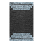 Blue Stripe Black Area Jute Rug