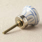 Blue Striped White Ceramic Cabinet Knobs - Set of 6 - MAIA HOMES