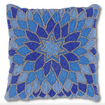 Blue Sunflower Embroidered Canvas Cotton Cushion Covers - Pack of 2