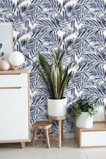 Blue Tropical Coconut Palm Leaves Wallpaper