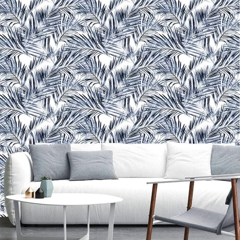 Blue Tropical Coconut Palm Leaves Wallpaper