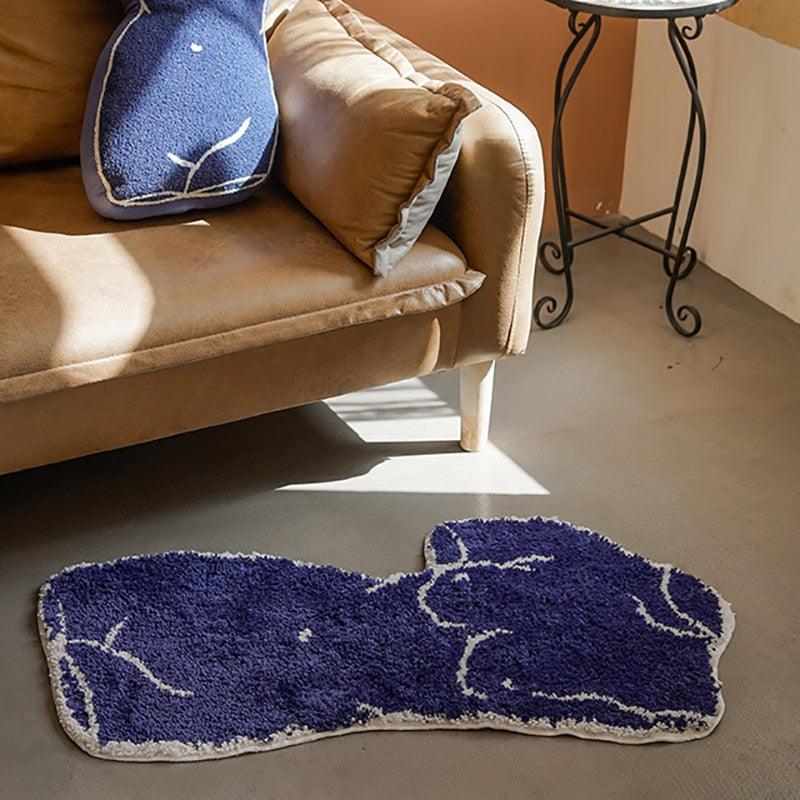 Blue Venus Goddess-Shaped Bath Rug