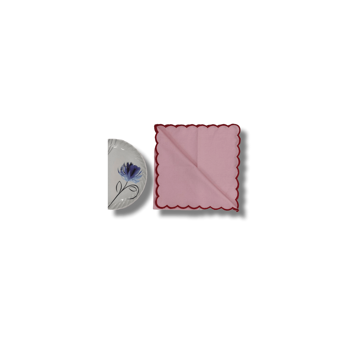 Blush Pink Mini Scalloped Embroidered Napkins - MAIA HOMES