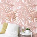 Blush Pink Palm Leaves Tropical Wallpaper