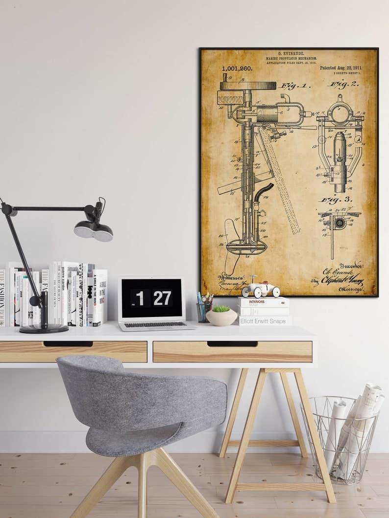 Boat Engine Patent Print| Framed Art Print