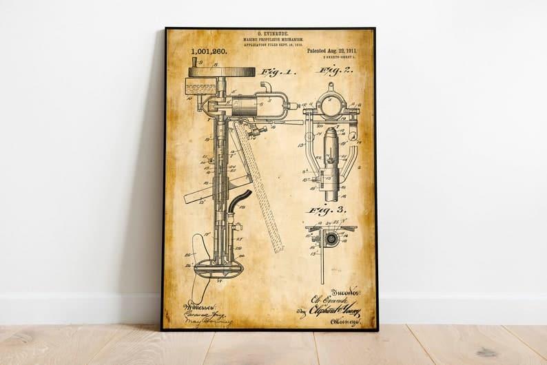 Boat Engine Patent Print| Framed Art Print