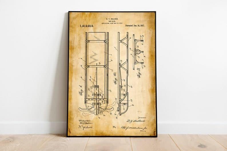 Bobsled Patent Print| Framed Art Print - MAIA HOMES
