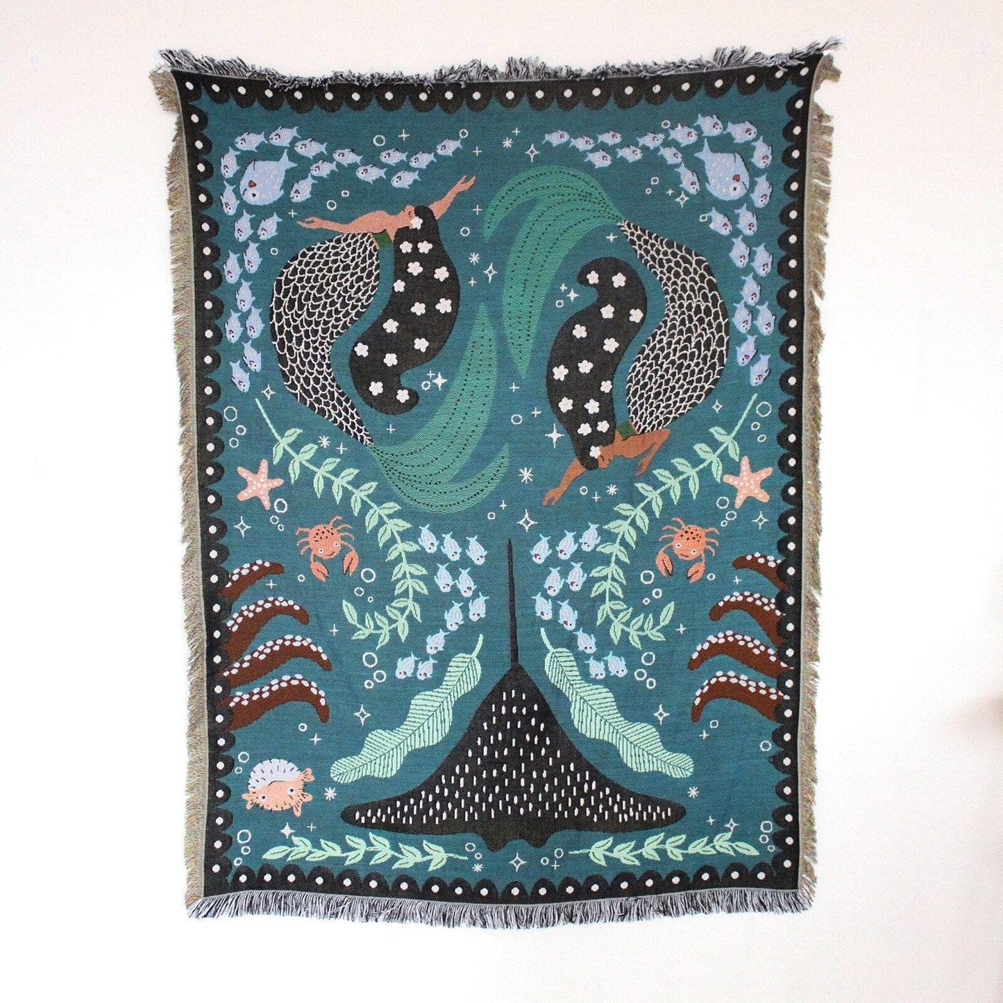 Bohemain Mermaid Throw Blanket with Fringes - MAIA HOMES