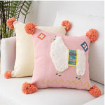 Bohemian Inspired Embroidery Throw Pillow Cover Llama