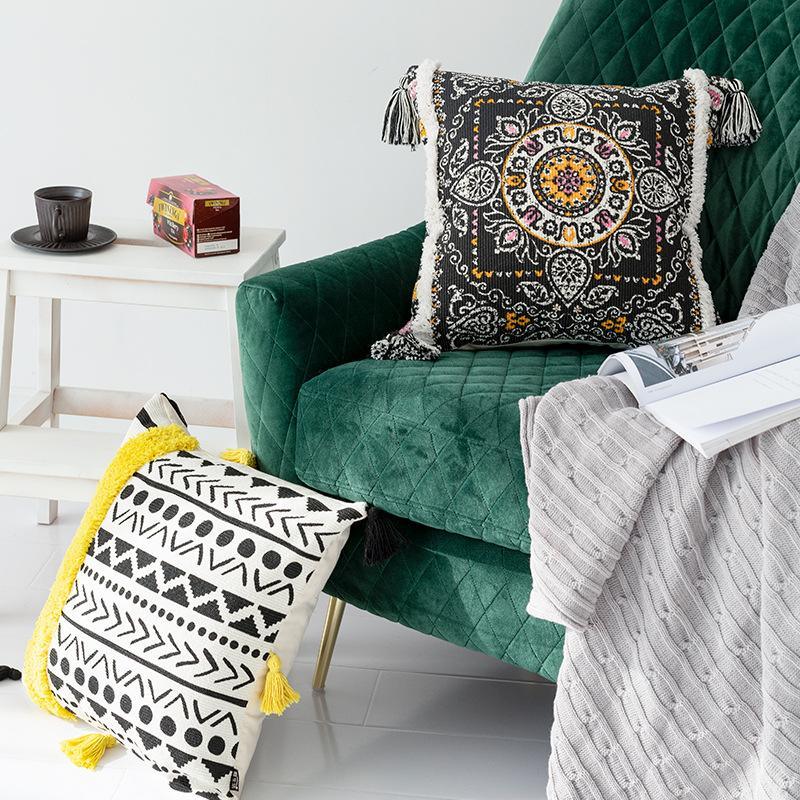 Bohemian Inspired Embroidery Throw Pillow Cover - MAIA HOMES