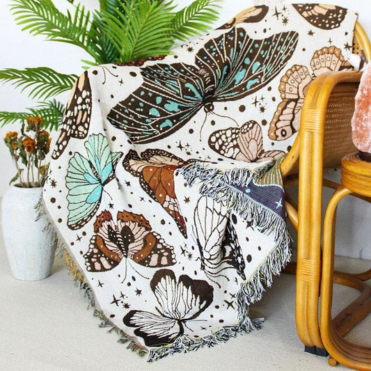 Boho Butterfly Woven Blanket Throw with Fringes - MAIA HOMES